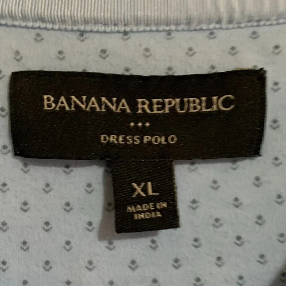 Banana Republic Microprint Cerulean Blue Short Sleeve Dress Polo. Size XL